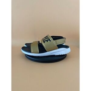 Womens Nike Tanjun Strapped Sandals Size 9 Gold Black​​​​​​​